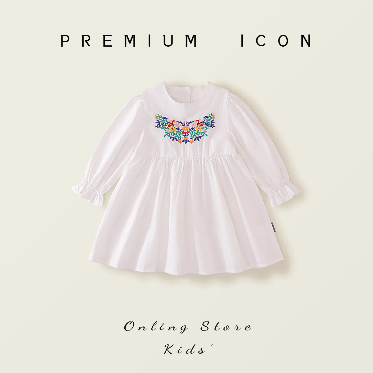 

2025 Spring New Baby Girl Puff Sleeve Dress, Korean Style Cotton Embroidered Princess Dress