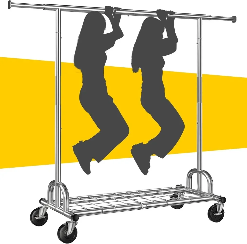 Clothes Rack Heavy Duty Clothing Rack Load 485LBS Rolling Clothes Racks for Hanging Clothes