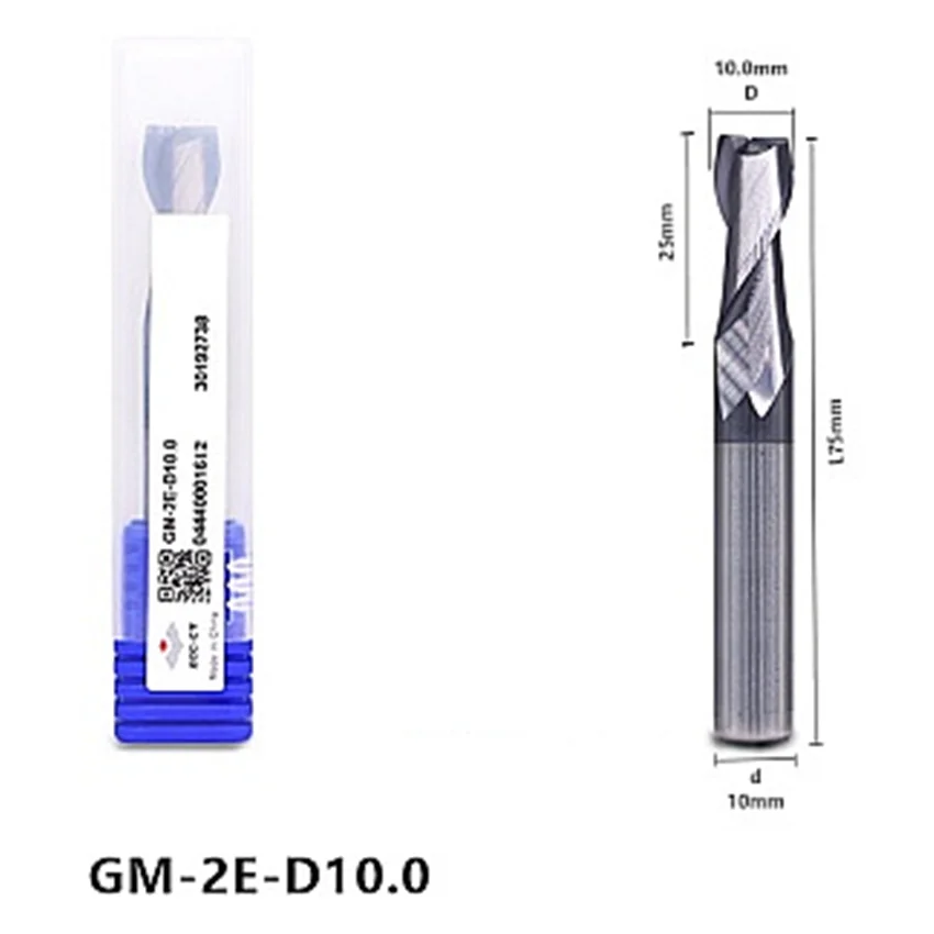 GM-2E-D10.0 ZCC.CT GM-2E Two edge straight shank flat end milling cutter Φ10.0*10*25*75 2T Flat End Mills 2 Flutes Flat End Mill