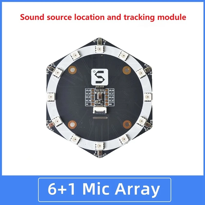 Mic6 Microphone Array Sound Source Location Tracking Module Expansion Board MSM261S4030H0 AI With 12 SK9822 LED