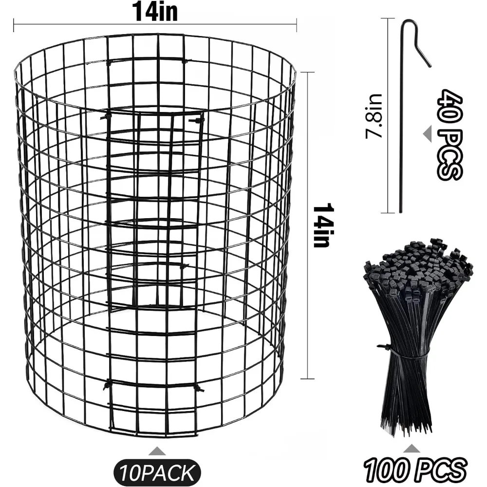Paquete de 10 jaulas de plantas, protección contra conejos, pollos, patos, para mantener a los animales fuera, jaulas de plantas de Metal