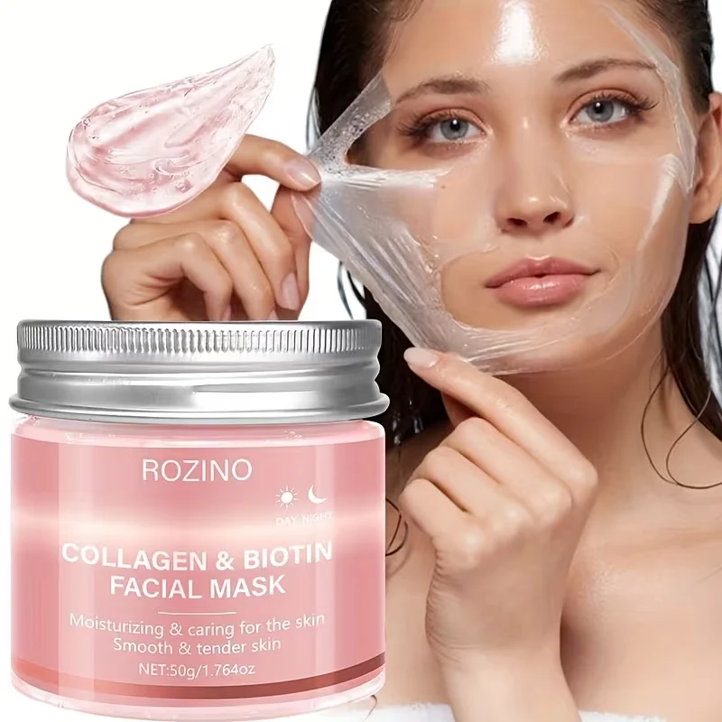 1 Stück/2 Stück/3 Stück Biotin-Kollagen-Tag- und Nachtmaske, Peel-Off-Maske, spendet tiefenwirksam Feuchtigkeit, hält die Haut hydriert und prall, strafft die Haut, hellt den Hautton auf und verleiht der Haut einen jugendlichen Glanz. Geeignet für den täglichen Gebrauch und als Geschenk für die Feiertage. Hilft ihr, mit einem schönen Teint zu glänzen, geeignet für Männer und Frauen. – Detail 1
