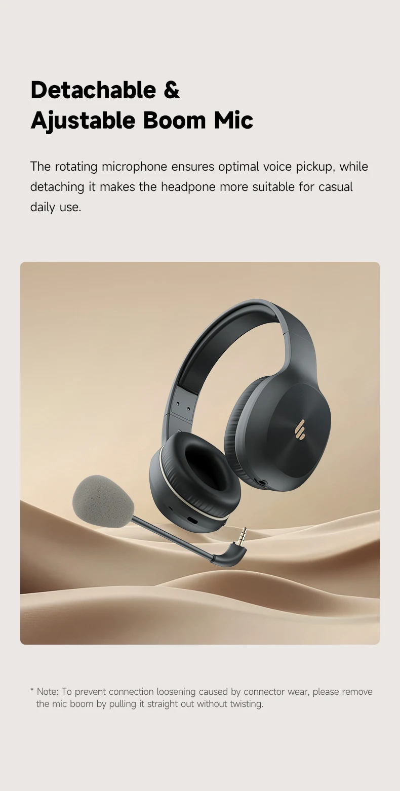 EDIFIER K750W Kabelloses Headset mit Mikrofon, 40-mm-Treibern, 33 Std. Sprechzeit, 55 Std. Wiedergabezeit, Bluetooth-Multipoint-Verbindung, Geräuschunterdrückung – Detail 6