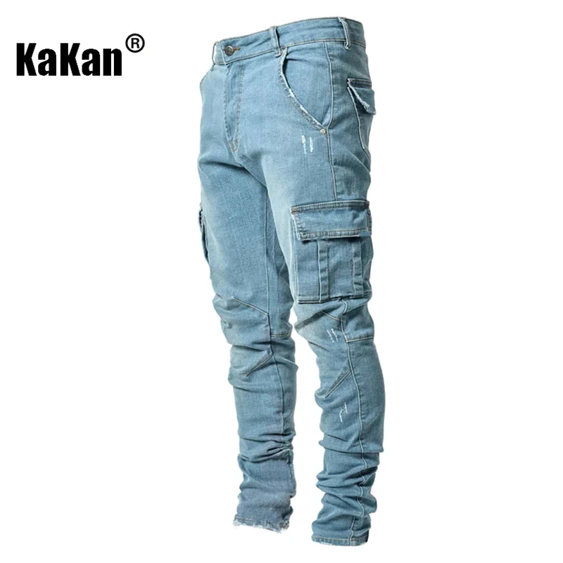 Kakan - New Men's Small Leggings Elastic Multi Pocket Jeans, Y2k Clothes Slim and Slim Jeans, Jeans Man Brand