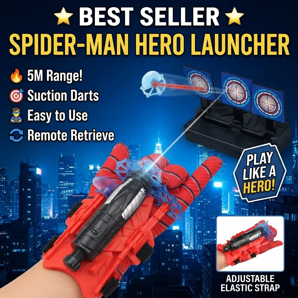 Spider Wrist Web Shooter Toy, Kids Wearable Hero Launcher with Suction Soft Bullets for Boys Pretend Play Birthday Gift
