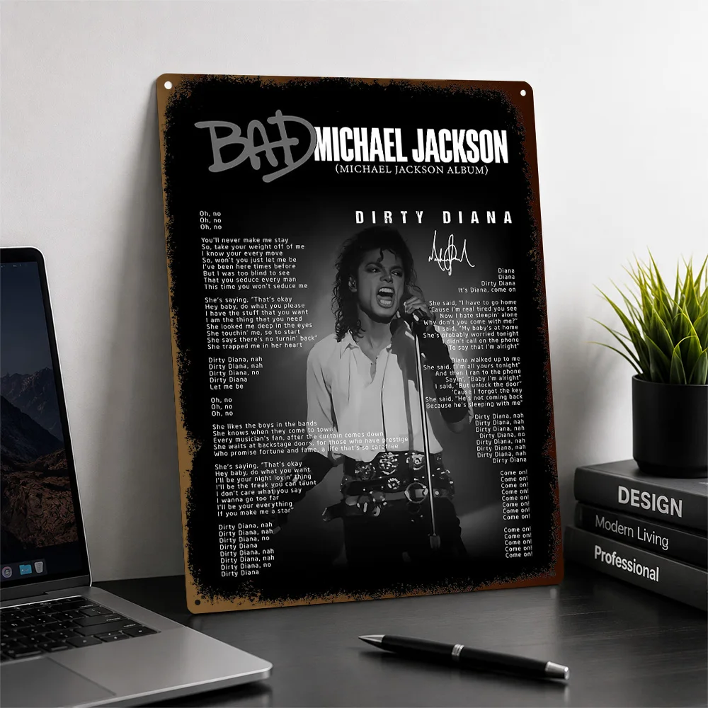 Michael Jackson Dirty Diana Printed Poster Customized Aluminum Metal Sign Bold Pop Icon Tribute Wall Art Made For Music Lovers