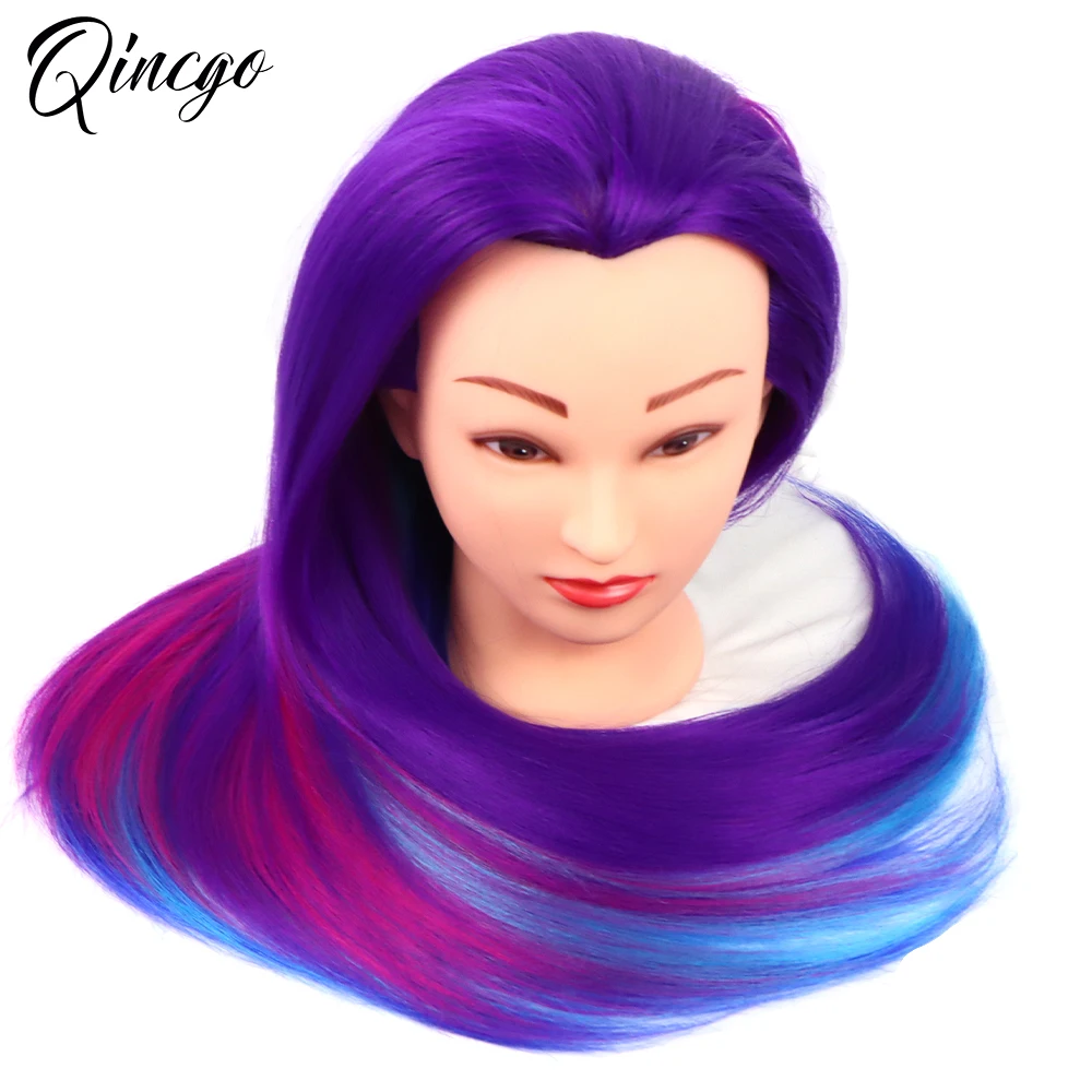 Colorful Hair Mannequin Head Hairdressing Practice Training Doll Heads Cosmetology Hair Styling Mannequins Heads With Clamp Tool