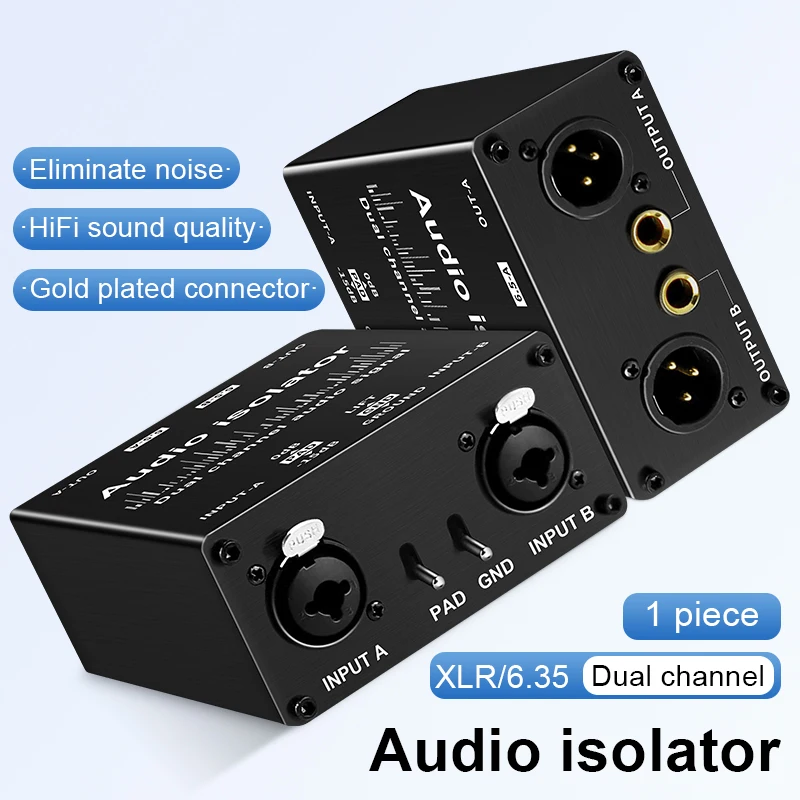 Multi-functional XLR Audio Isolator RCA Professional Audio Noise Filter 2 Way Passive Audio Isolator Accessories Live Broadcast