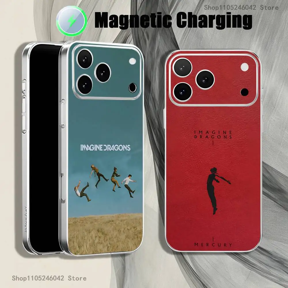 

I-Imagine Dragons Loom Band Magnetic Wireless Charging Transparent White Phone Case For iPhone 17,16,15,14,13,12,11,Pro,Max,Plus