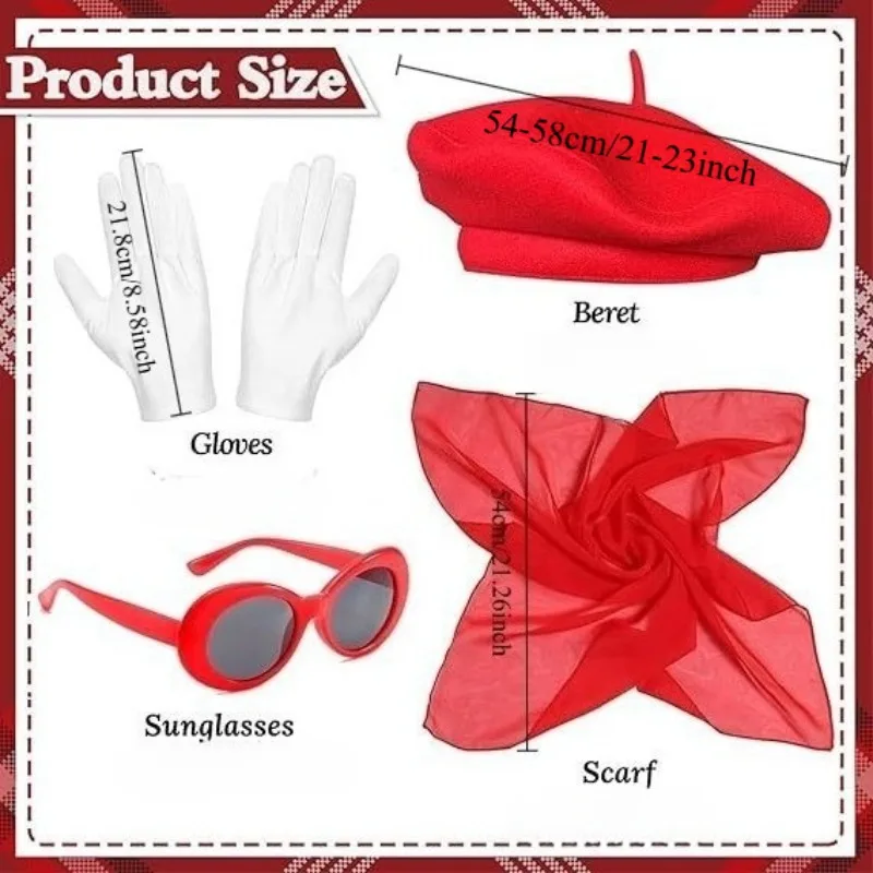 الأزياء والاكسسوارات الفرنسية موضوع حزب كيت قبعة الهيب هوب نظارات وشاح بروش للحفلات التنكرية #2