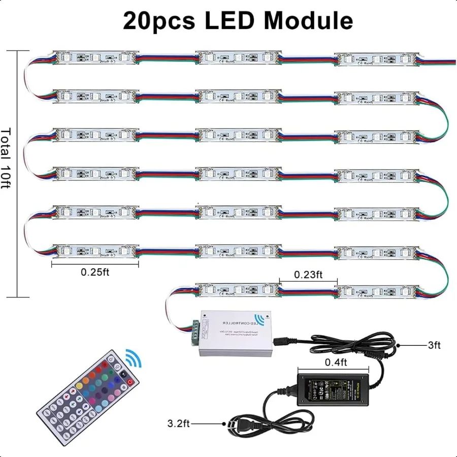 أضواء LED لواجهة المتجر لـ Busin ضوء ديكور مقاوم للماء للإعلان علامات الرسالة 4 مجموعة 5050 أضواء شريط نافذة SMD 40f