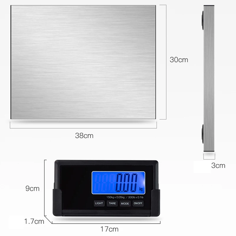 Wireless 180kg Portable Stainless Steel Platform Weighing Scale Electronic Balance Digital Postal Scale LCD Display