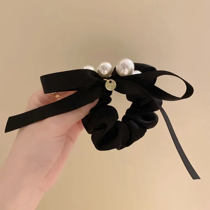 

Pearl Butterfly Knot Hair Rope Women's Hair Tie Large Intestine Circle High end Fashion Beautiful Four season Headband