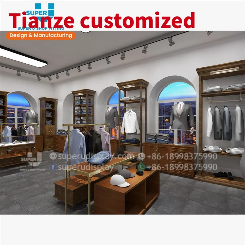 (customized)Custom Retail Menswear Clothing Suits Display Fitting Manufacture Menswear Shop Display Design Tailored Mens Suits S