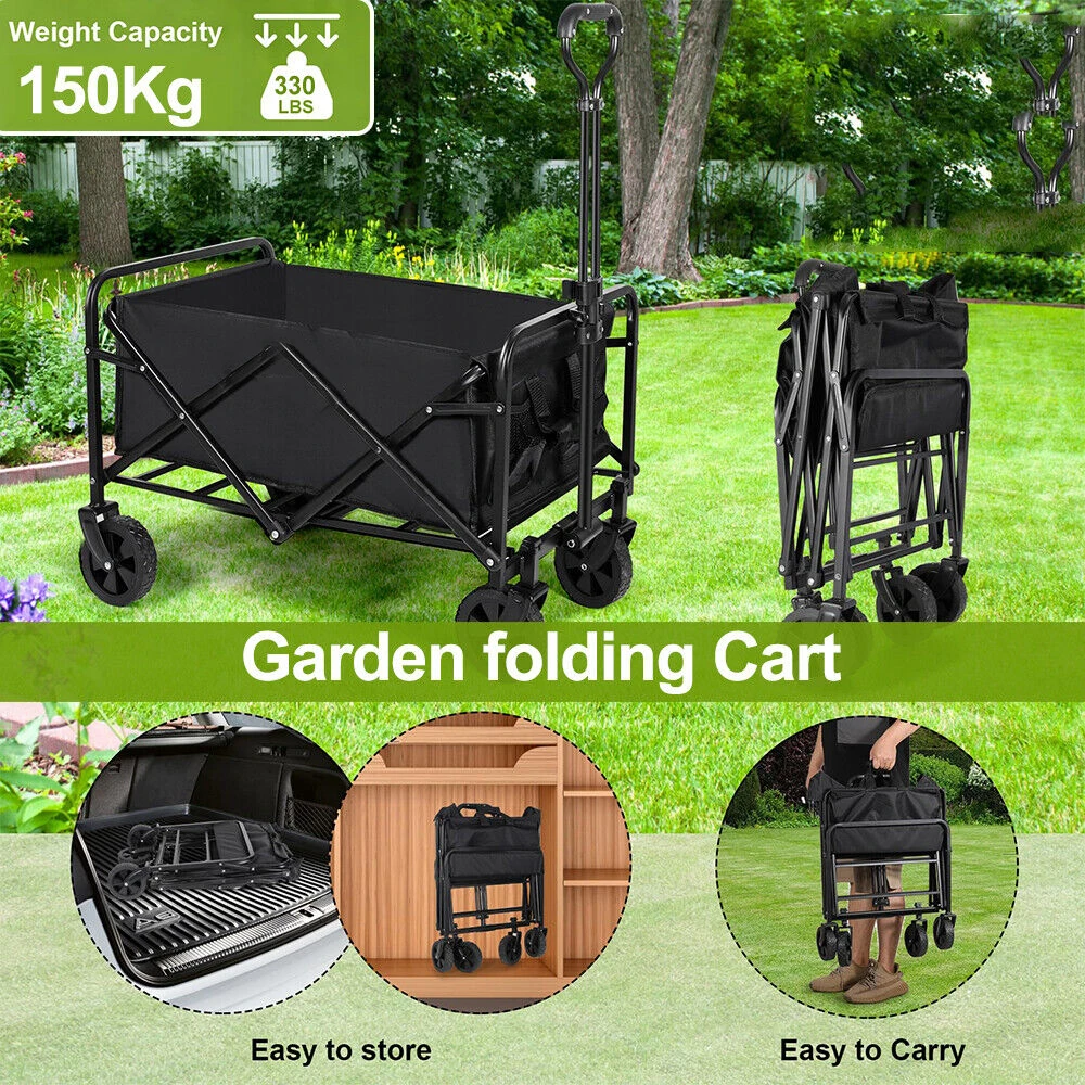 Camping Wagon Collapsible Folding Utility Heavy Duty Large Capacity Foldable Wagon Family Travel Camping Cart Shopping Cart