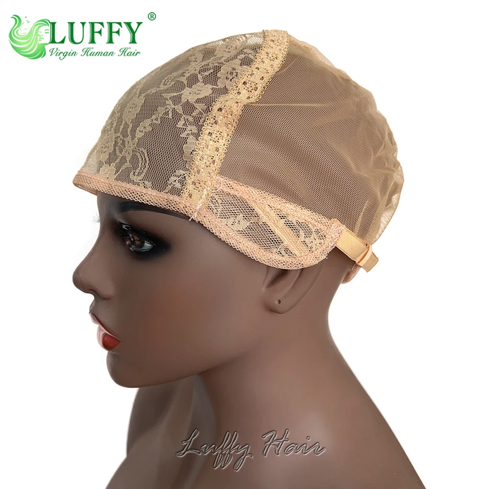 Lace Wig Cap for Making Wigs With Adjustable Strap on The Back Hair Weaving Mesh Cap Glueless Wig Caps Net Brown Blonde S/M/L