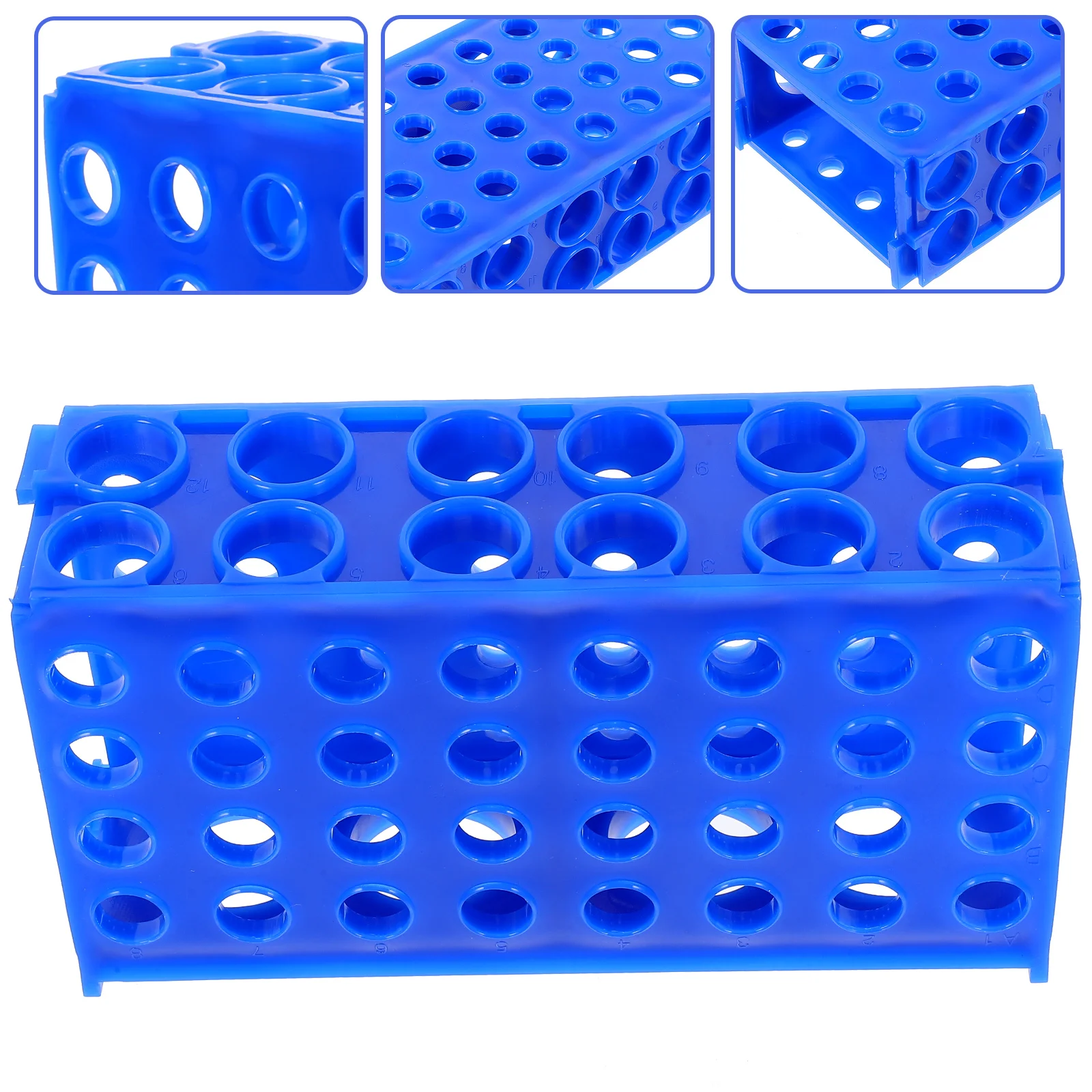 Centrifuge Tube Rack Sampling Tubes ตัวอย่างวงเล็บแบบใช้ซ้ําได้ จอแสดงผลการทดสอบสีฟ้า