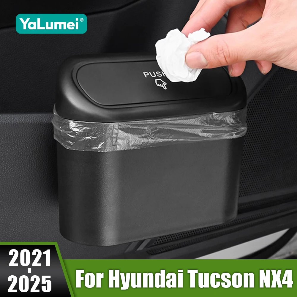 

For Hyundai Tucson NX4 2021 2022 2023 2024 2025 ABS Car Hanging Trash Can Square Pressing Case Bin Interior Auto Accessories