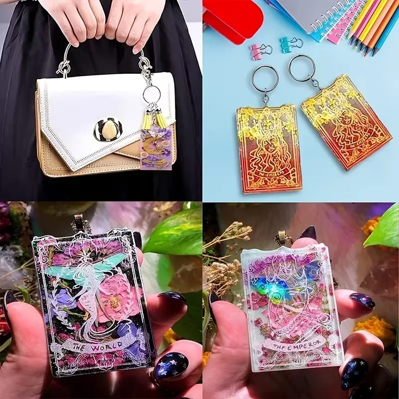 タロットカードエポキシ樹脂型-diy樹脂工芸品、タロットカードシリコン鋳造型、ペンダント、キーホルダー、樹脂ジュエリー、タロットカード用