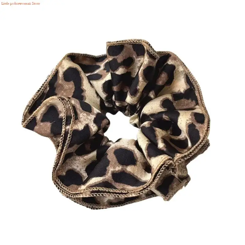 F92D Vintage Hair Scrunchy Girl Leopard Print Hairpieces Female Elegant Headdress