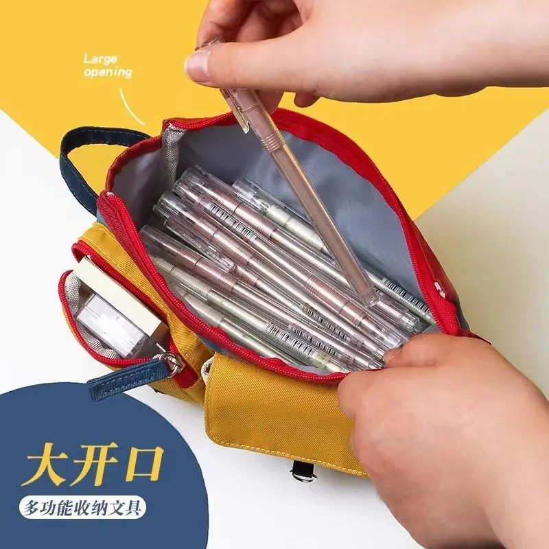 Large capacity pencil case with double-layer multifunctional boy minimalist Korean version primary school stationery ins multi-l