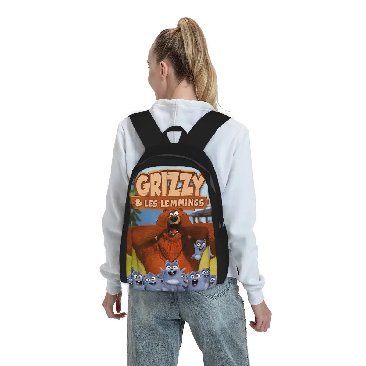 Animation Grizzy And The Lemmings Cartoon Anime Backpack Boys Girls BookBag Children School Bag Computer Shoulder Bags