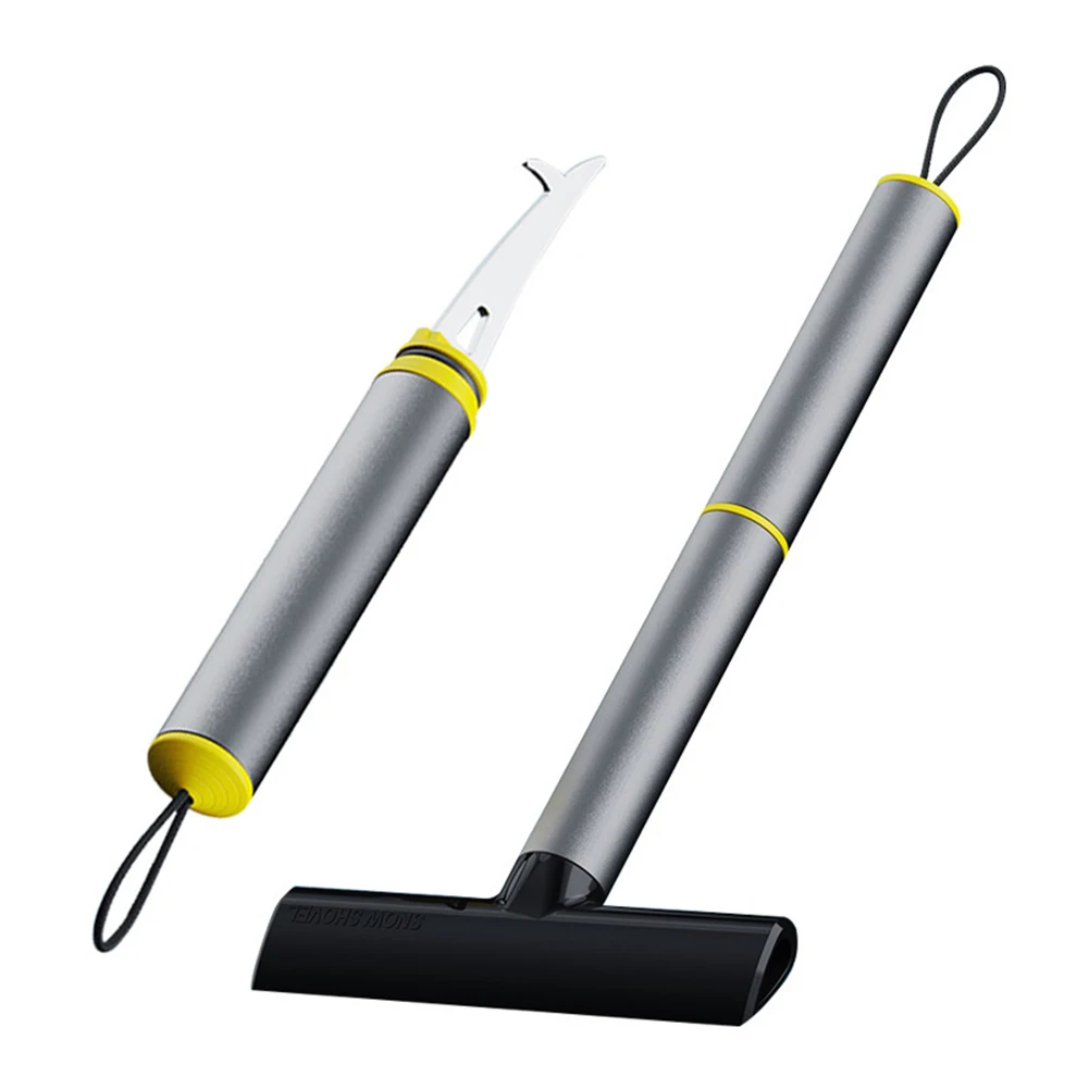 For TPU Ice Scraper with Aluminum Alloy Handle for Car Snow Removal Designed for Windshield and Tire Cleaning in Winter Weather