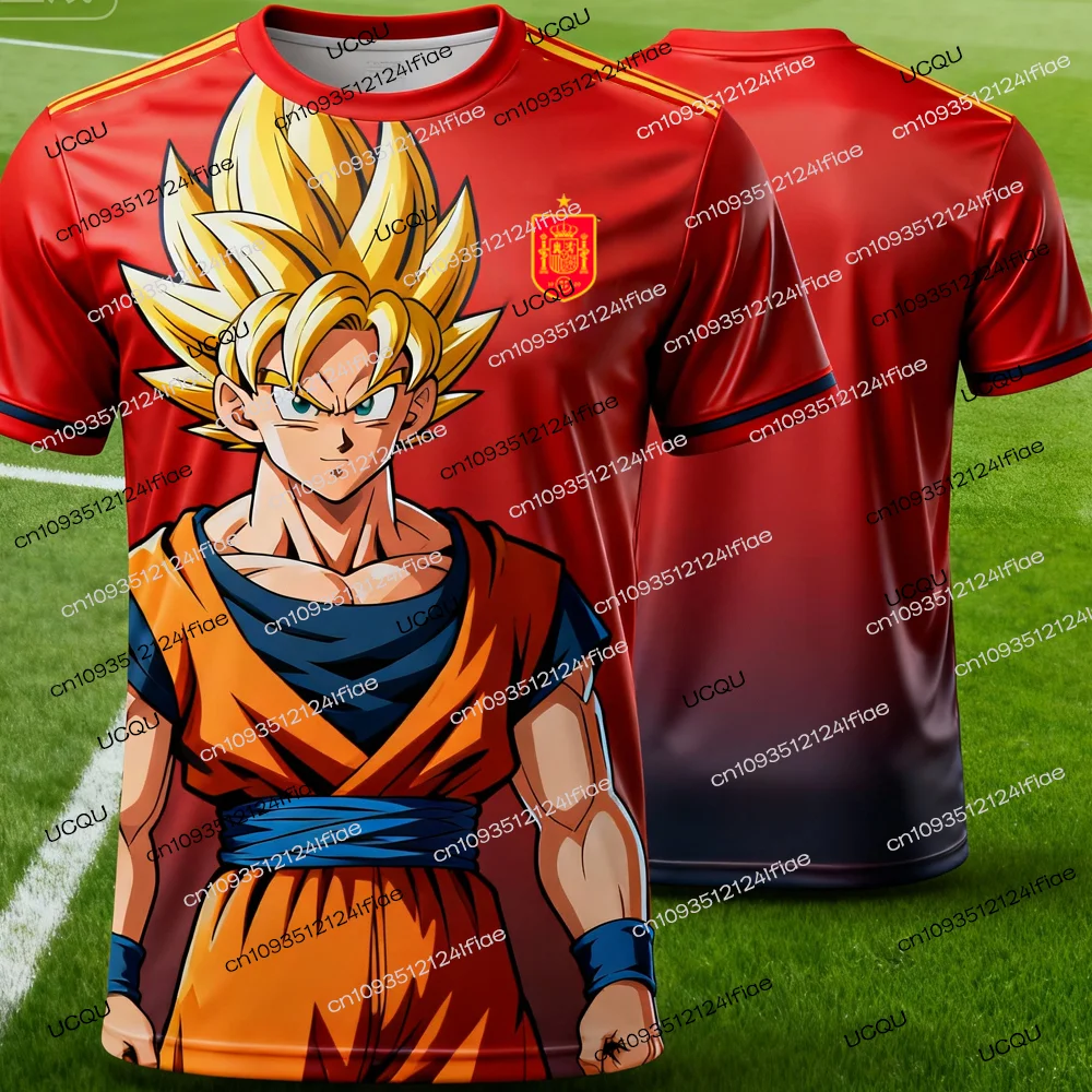 2025年新作 ドラゴンボールZ スペシャルエディション スペインサッカーユニフォーム メンズスポーツTシャツ キッズトレーニングウェア ファンスペシャルジャージキット