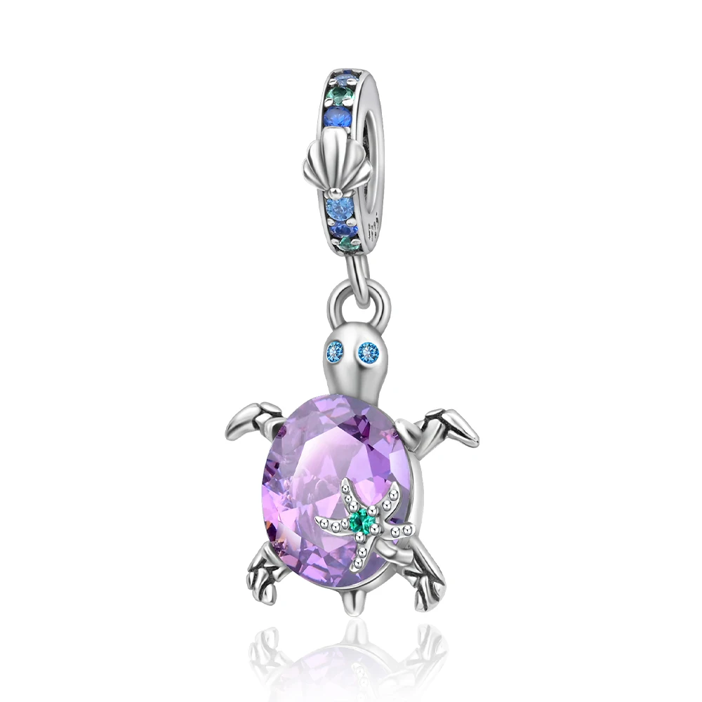 

Danturn 925 Sterling Silver Original Beads Purple Sea Star Turtle Charm fit Snake Chain Bracelet Fashion Women Jewelry Making