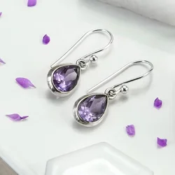 CAOSHI Versatile Fashion Dangle Earrings Women Exquisite Waterdrop Purple Cubic Zirconia Wedding Engagement Accessories Jewelry