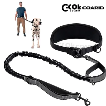 Bestseller! HandsFree vodítko pro psy na běh a cyklistiku, reflexní, bungee, vodítko do pasu s polstrovaným pásem, nastavitelné poutko pro velké aktivní psy 10 nejlepší prodej sada liyset - №4