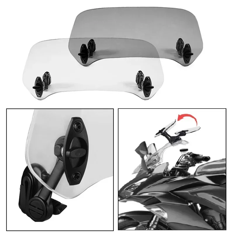 

Universal Motorcycle Windshield Extension Heighten Adjustable Wind Screen Spoiler Air Deflector For Honda Suzuki Yamaha Kawasaki