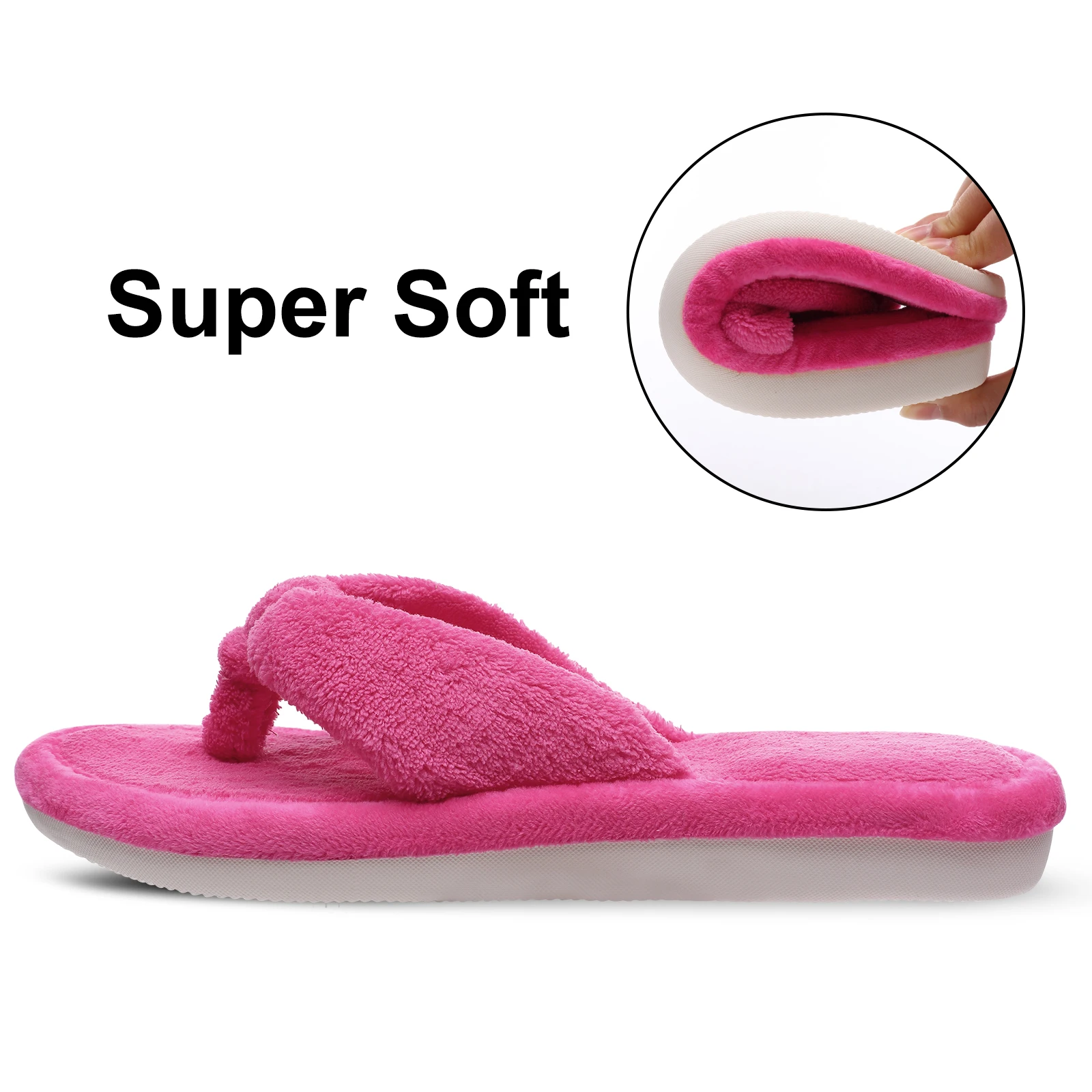 Litfun Cozy Fur Flip-flops Winter Women Slippers Indoor Warm Flat Bottom Cloud Slippers For Fluffy And Plush Non-slip Home Shoes