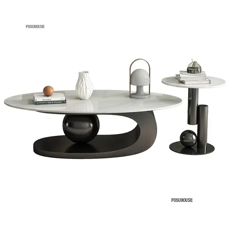 

Modern Design Metal Nordic Coffee Table Nordic Aesthetic Oval Coffee Tables Hotel Living Room Low Table Furniture for Homew f
