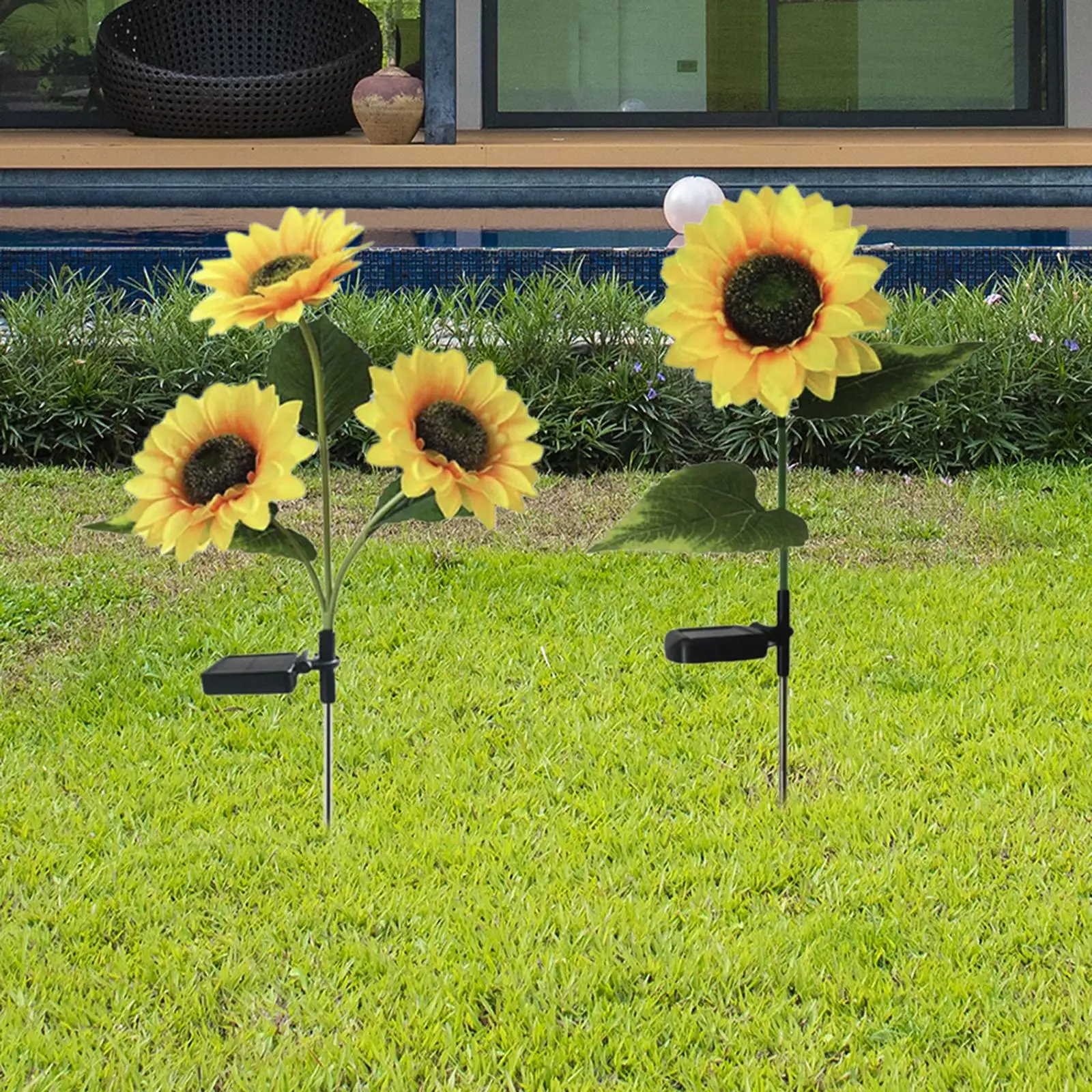 Luci solari del palo del giardino del girasole delle luci solari del girasole per il giardino all'aperto dell'iarda