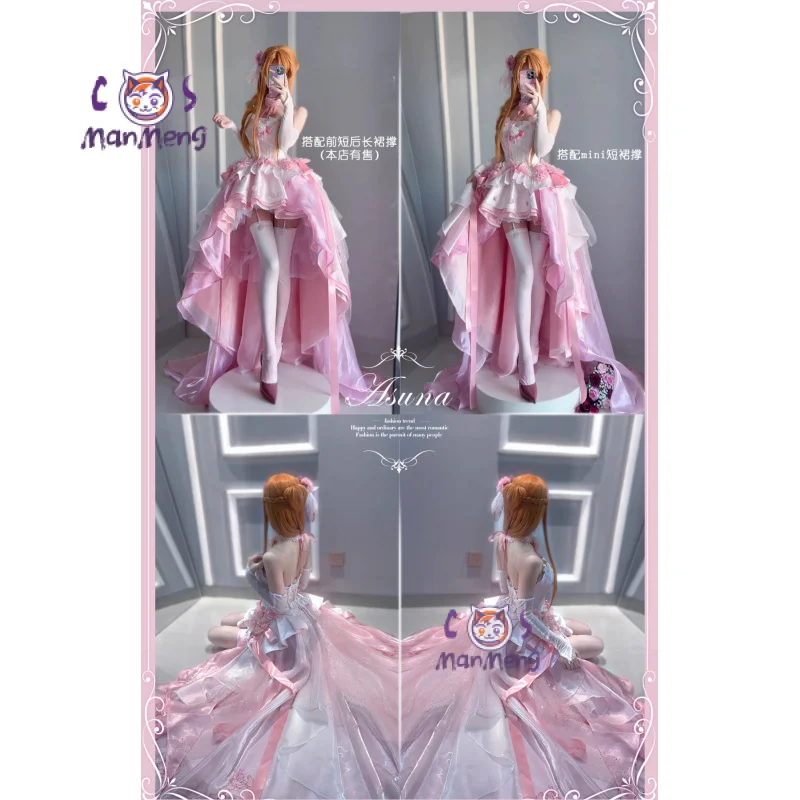 

Yūki Asuna Sword Art Online SAO cosplay Yuuki Asuna costume Women's Halloween Party Flower Wedding Dress Necklace Gloves Wig Set