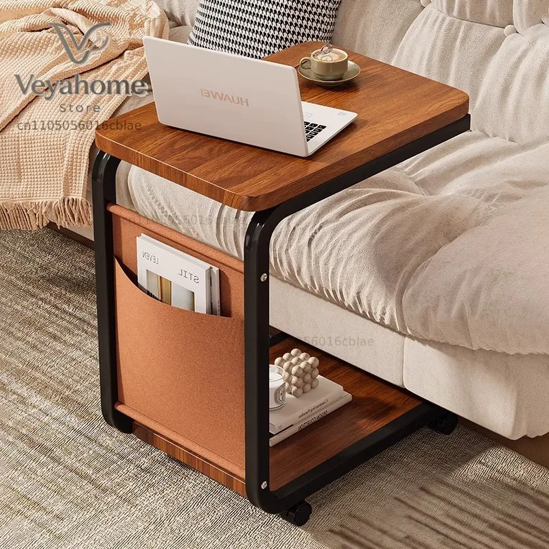 New side table movable trolley sofa side cabinet simple modern living room coffee table shelf mini bedside table