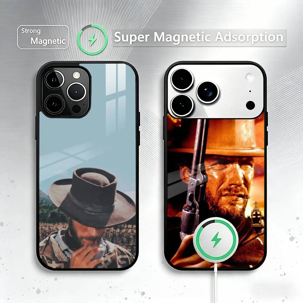 

C-Clint Eastwood Graphicc Phone Case For iPhone17,16,15,14,13,12,11 Plus,Pro Magnetic For Magsafe Wireless Charging