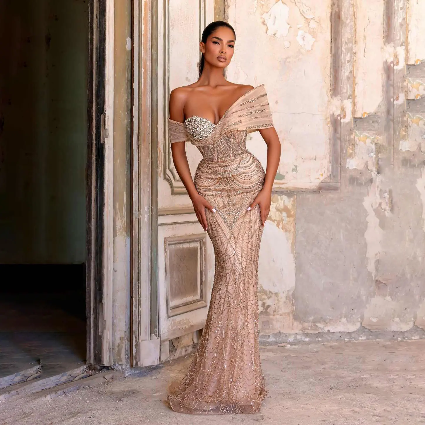 

Сексуальное вечернее платье русалки без рукавов для выпускного вечера с открытыми плечами и бусинами с v-образным вырезом, современное платье для выпускного вечера, платья de novia, размер по индивидуальному заказу