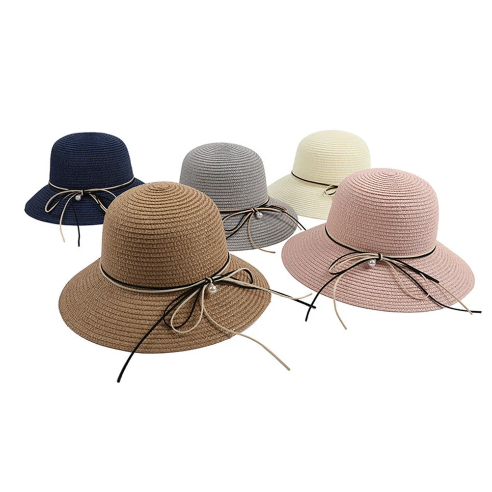 

Straw Sun Hat Unisex Breathable Beach Hiking Fishing Travel Outdoor Wide Brim Sunscreen Bucket Hats Gardening Camping Spring