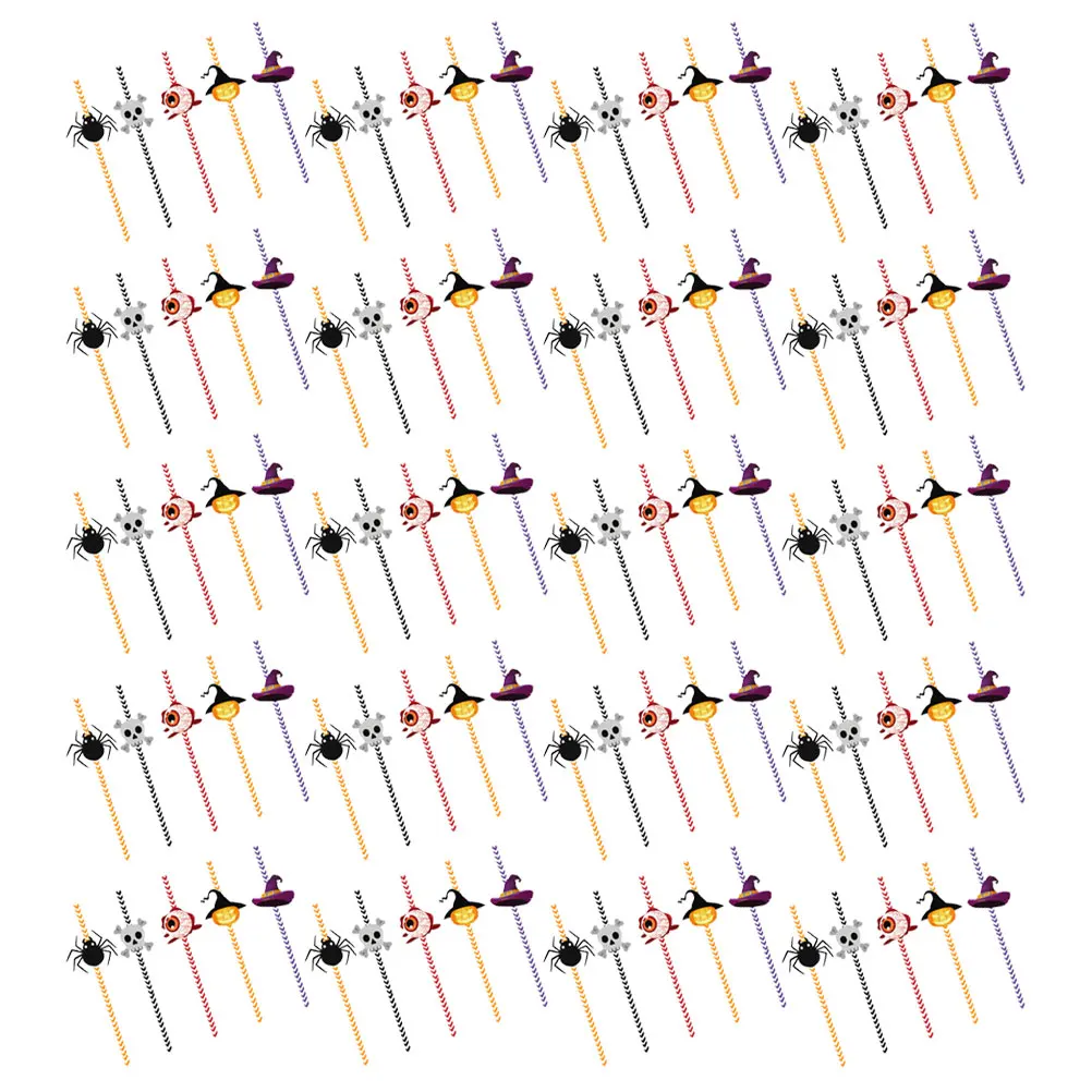 

Venue Setting Props Halloween Decorations Pumpkin Straws Paper Themed for Drinking