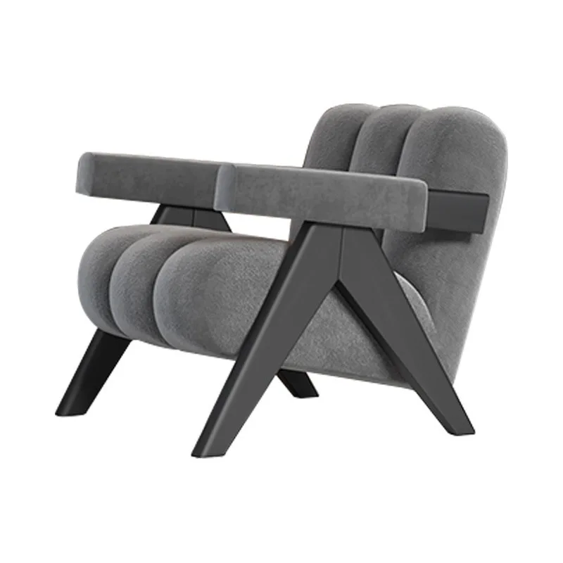 !@2024 Nordic Retro Leisure Chair Single Lamb Wool Fabric with Wood Frame Revolving Cloud Style Dining Bedroom Hotel School Use