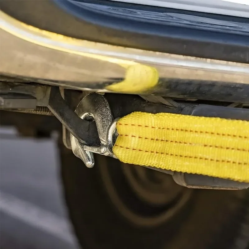 1 Stück für Fahrzeugbergung und Transport: 5M Auto-Abschleppseil, Hochleistungs-8-Tonnen-Anhänger-Doppelteiler-Traktionsgurt mit Haken und Seil – Detail 4