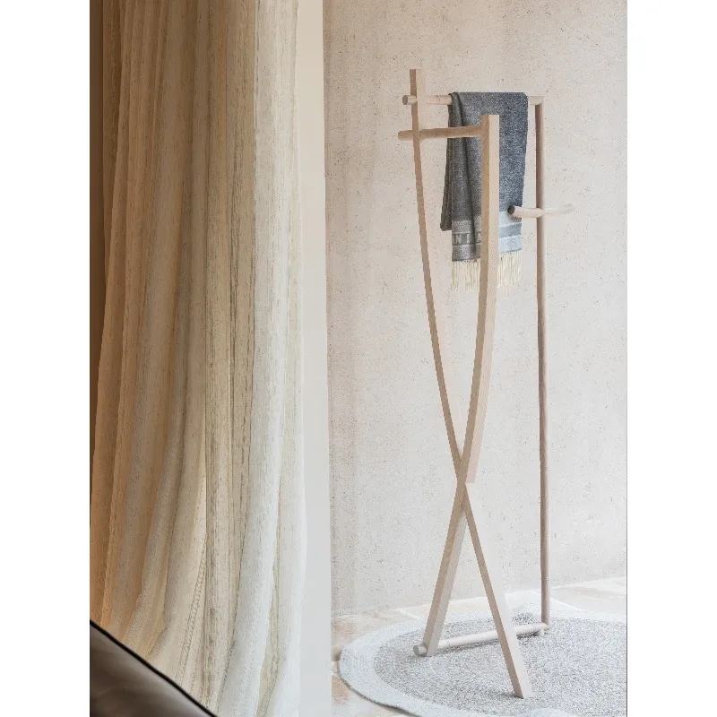 High-end solid wood home wabi wind designer bed and breakfast floor-to-ceiling vertical coat rack