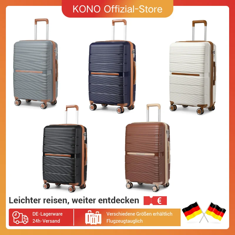 Britse Traveller Hard Case 100% Pp Materiaal Handbagage 8 Spinner Wielen Tsa Lock Beige Koffer Trolley