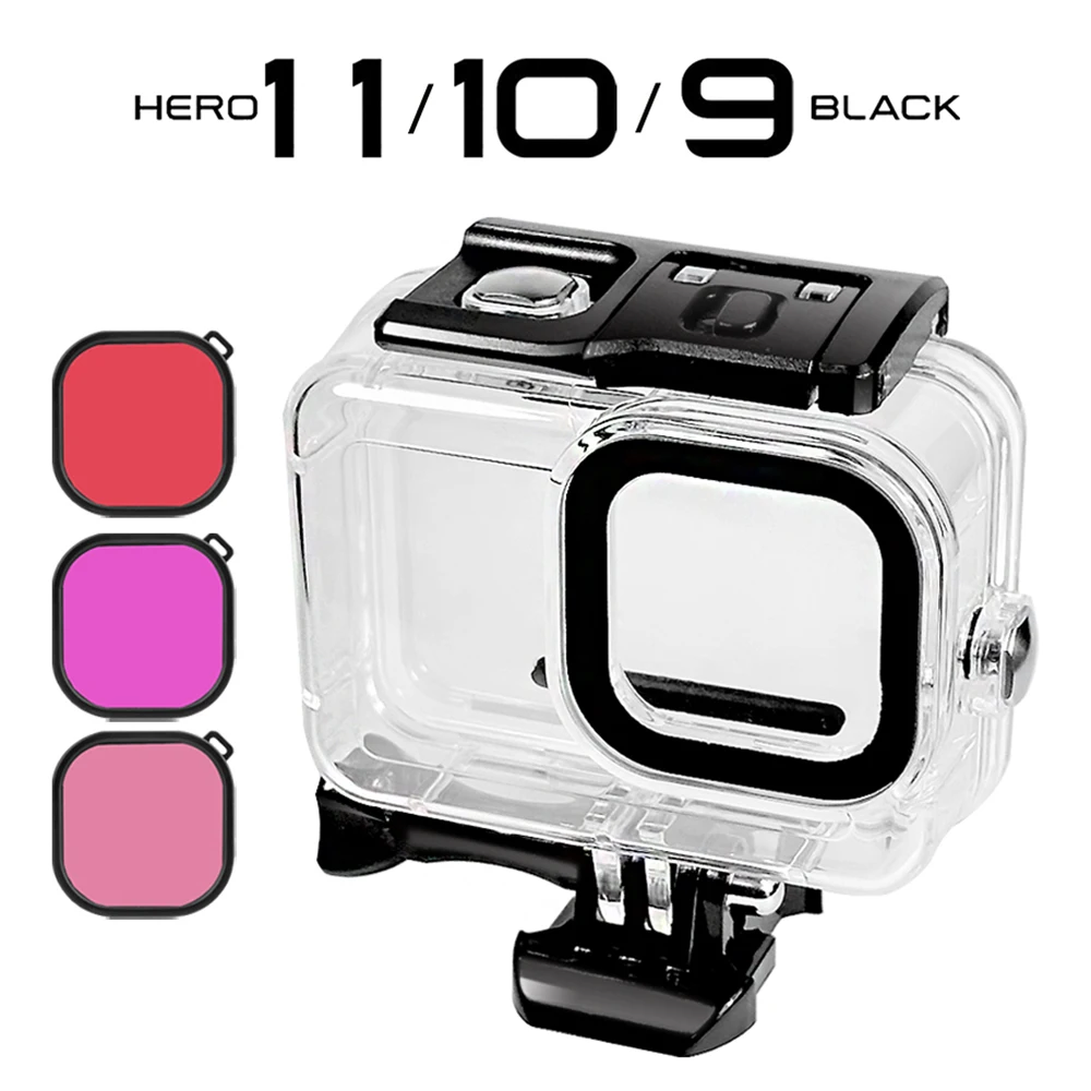 

Водонепроницаемый чехол за GoPro Hero 11 10 9 Black аксессуары 60 м Красный Пурпурный Розовый Цвет Фильтр Дайвинг -жилье защитник Под водой Дайв -оболочка go pro камера