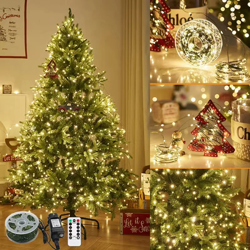 1000 Green Wire Led String Fairy Lights US/EU Plug 220V Waterproof LED Christmas Tree Holiday Home Garden Decor Xmas