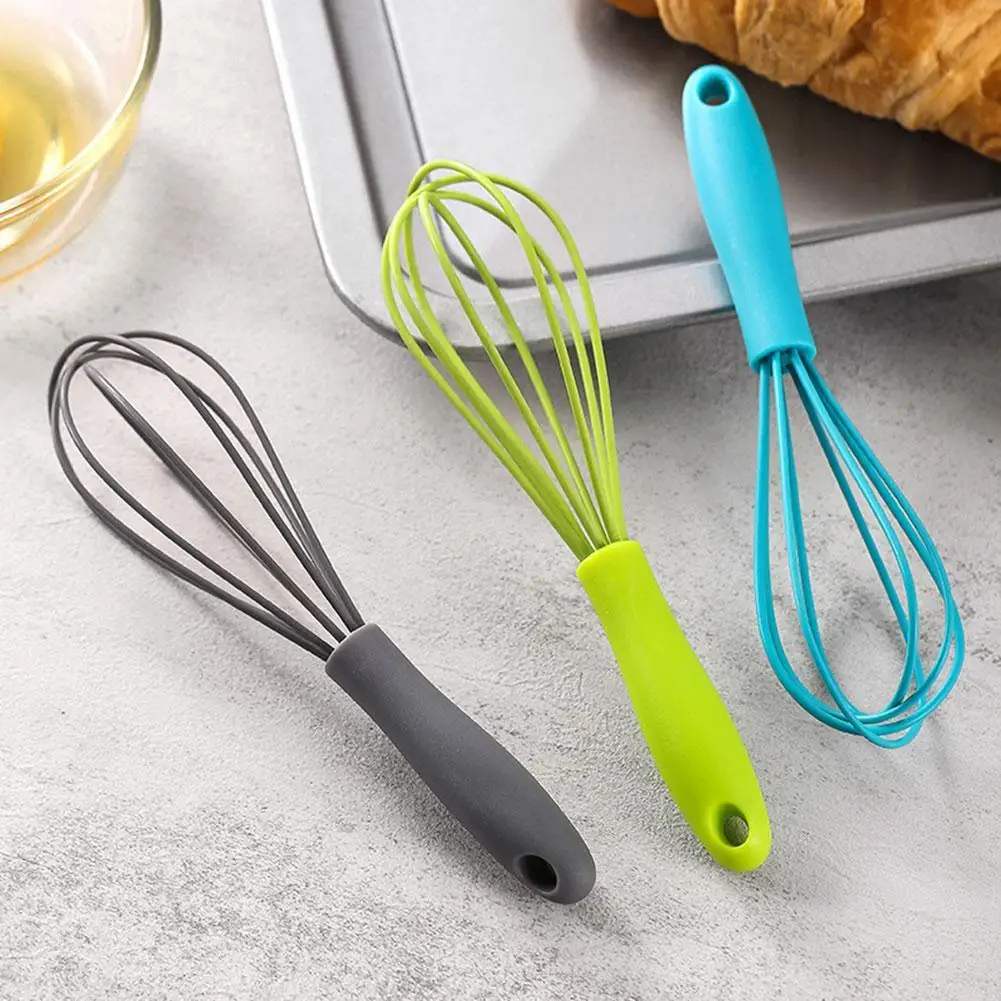 Mini Silicone Egg Whisk Handheld Whipped Cream Foam Maker Anti-Slip Egg Blender Silicone Egg Whisker Portable Kitchen