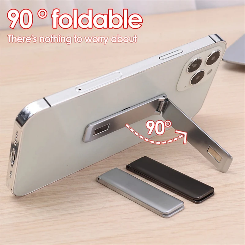 

Magnetic Phone Holder Metal Self Adhesive Phone Kickstand Bracket Ultra Thin Invisivle Foldable Desktop Mobile Phone Holder