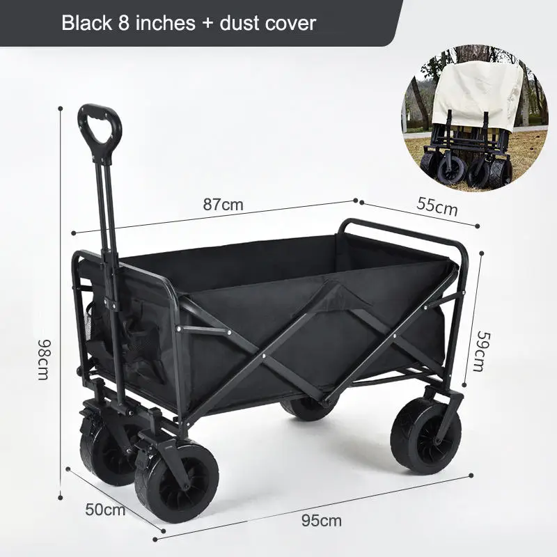 

Folding outdoor camping cart, four wheeled picnic cart, hand pulled small cart